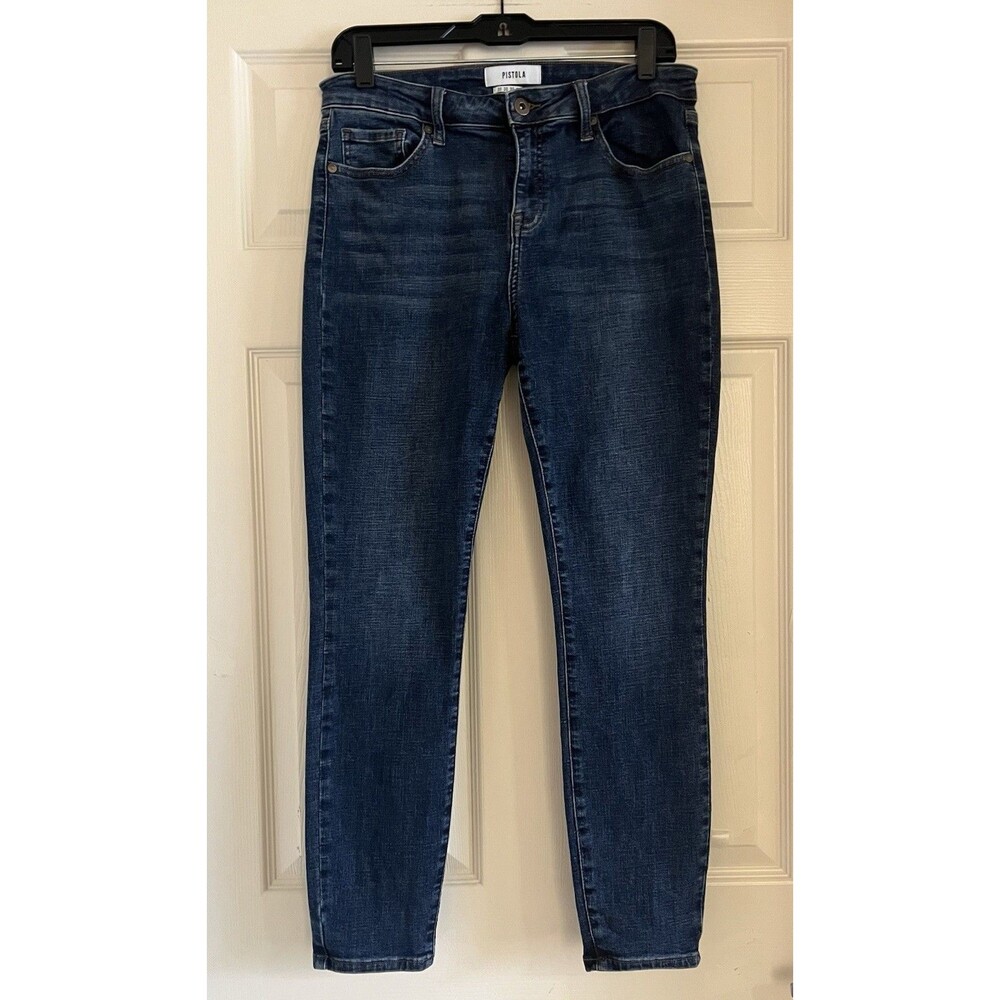 Pistola Womens Blue Medium Wash Stretch Skinny Jeans Mid Rise 5-Pocket Sz 30